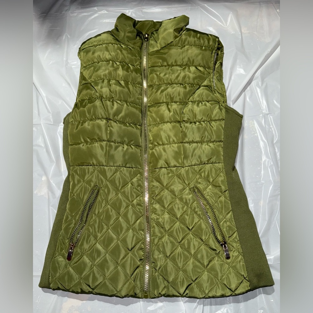 CI Sono Los Angeles Outerwear Small Green Full Zip Up Sherpa Lined Vest Jacket